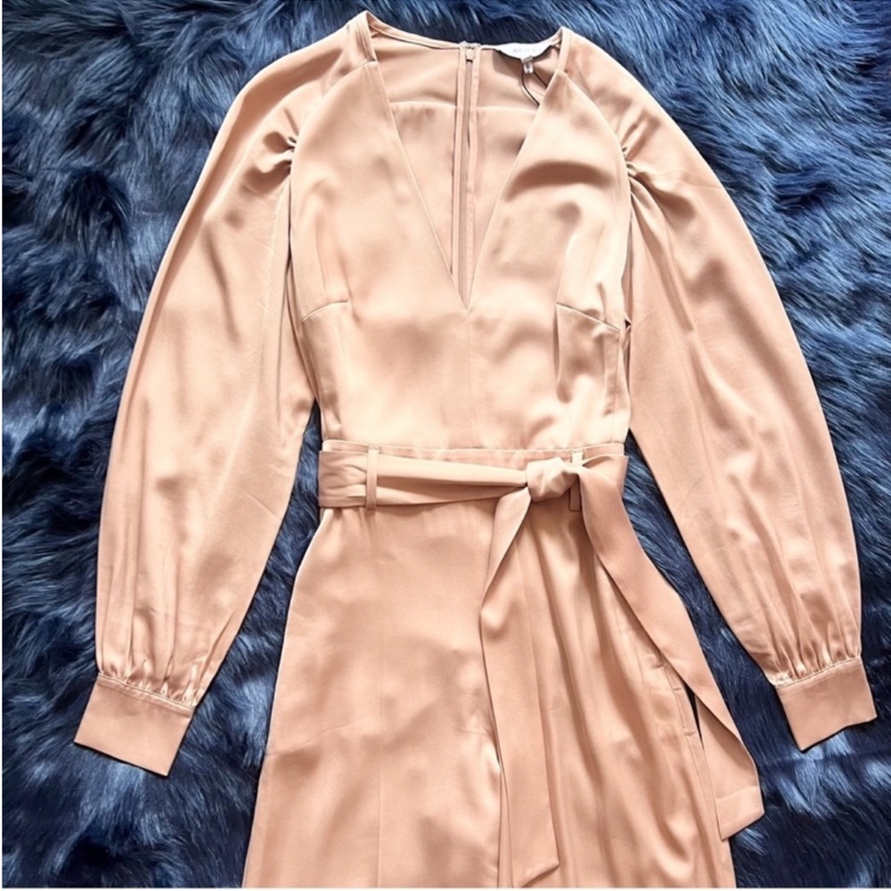 New! REISS Elsa Long Sleeve Wide Leg Jumpsuit In Blush Pink - Picture 6 of 8